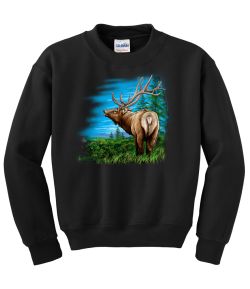 Elk Looking Left Crew Neck Sweatshirt - MENS Sizing