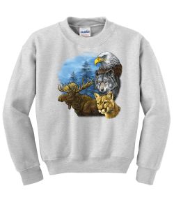 Moose, Eagle, Wolf, Bobcat Crew Neck Sweatshirt