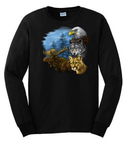 Moose, Eagle, Wolf, Bobcat Long Sleeve T-Shirt