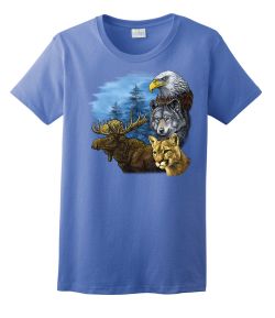 Moose, Eagle, Wolf, Bobcat Wildlife Ladies Tee