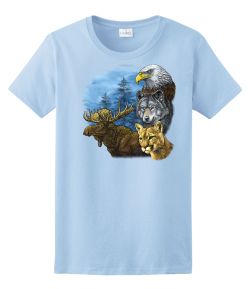 Moose, Eagle, Wolf, Bobcat Wildlife Ladies Tee