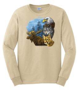 Moose, Eagle, Wolf, Bobcat Long Sleeve T-Shirt