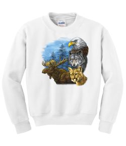 Moose, Eagle, Wolf, Bobcat Crew Neck Sweatshirt