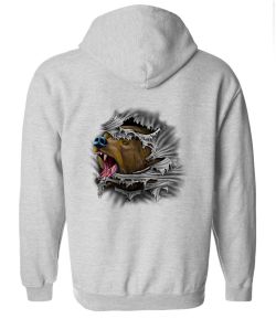 Bear Ripping Zip Up Hooded Sweatshirt