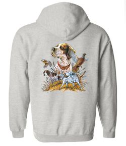 Pointer with Pheasants Zip Up Hooded Sweatshirt