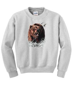 Growling Grizzly in Water Crew Neck Sweatshirt