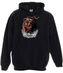 Growling Grizzly in Water Pullover Hooded Sweatshirt