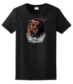 Growling Grizzly in Water Ladies Tee