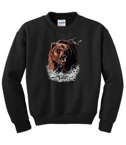 Growling Grizzly in Water Crew Neck Sweatshirt - MENS Sizing