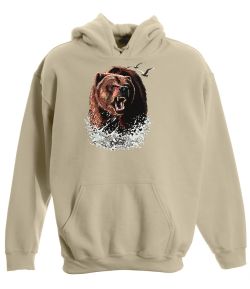 Growling Grizzly in Water Pullover Hooded Sweatshirt