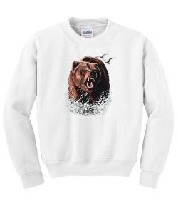 Growling Grizzly in Water Crew Neck Sweatshirt