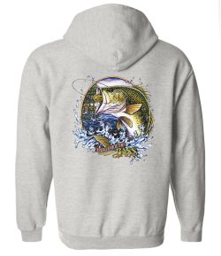 Large Mouth Bass Zip Up Hooded Sweatshirt