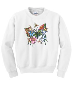 Hummingbird Butterfly Crew Neck Sweatshirt - MENS Sizing