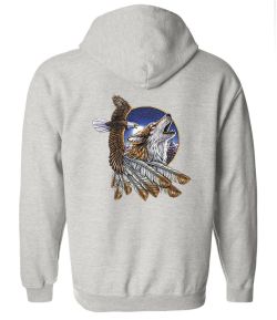 Wolf and Eagle Zip Up Hooded Sweatshirt