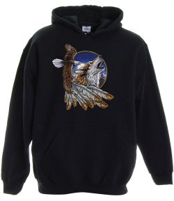 Wolf and Eagle Pullover Hooded Sweatshirt