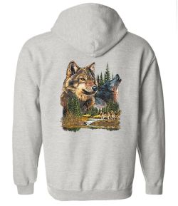 Gray Wolves Zip Up Hooded Sweatshirt