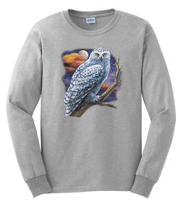 Snowy Owl on Branch Long Sleeve T-Shirt