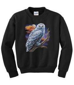 Snowy Owl on Branch Crew Neck Sweatshirt - MENS Sizing