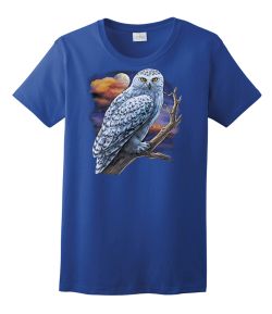 Snowy Owl on Branch Ladies Tee