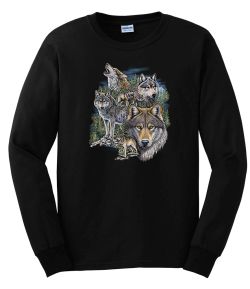 Pack of Wolves in Mountain Long Sleeve T-Shirt