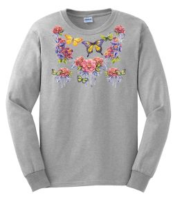 Butterflies and Roses Long Sleeve T-Shirt