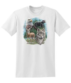 Eagle, Bear, Deer, Wolf Collage 50/50 Tee