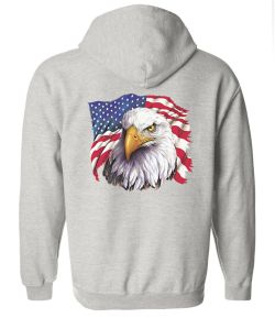 Eagle with Flag Zip Up Hooded Sweatshirt