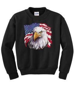 Eagle with Flag Crew Neck Sweatshirt - MENS Sizing