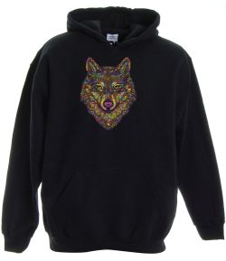 Multicolor Wolf Pullover Hooded Sweatshirt