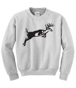 Leaping Whitetail Deer Crew Neck Sweatshirt - MENS Sizing