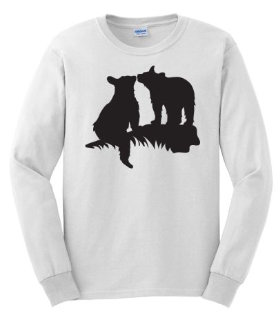 Black Bear Cubs Long Sleeve T-Shirt (Ash/White) | Identi Card Co