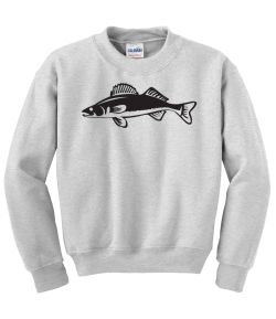 Detailed Walleye Crew Neck Sweatshirt - MENS Sizing