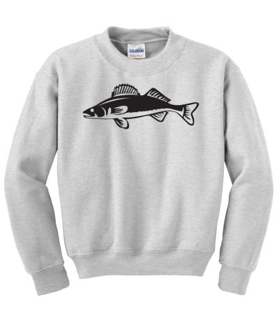 Detailed Walleye Crew Neck Sweatshirt - Mens Sizing (Ash) | Identi Card Co