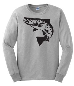 Brown Trout Silhouette Long Sleeve T-Shirt