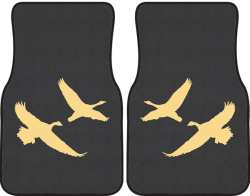 2 Geese Flying Silhouette Car Mats