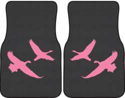 2 Geese Flying Silhouette Car Mats