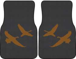 2 Geese Flying Silhouette Car Mats
