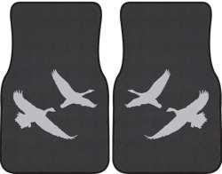 2 Geese Flying Silhouette Car Mats