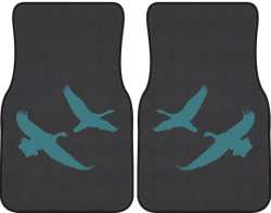 2 Geese Flying Silhouette Car Mats
