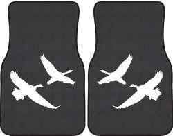 2 Geese Flying Silhouette Car Mats
