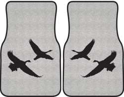 2 Geese Flying Silhouette Car Mats