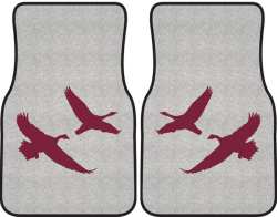 2 Geese Flying Silhouette Car Mats