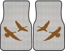 2 Geese Flying Silhouette Car Mats