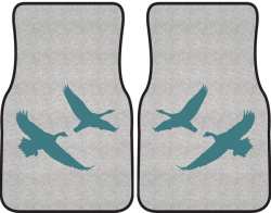2 Geese Flying Silhouette Car Mats