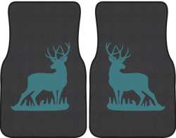 Mule Deer Buck Silhouette Car Mats