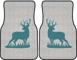 Mule Deer Buck Silhouette Car Mats