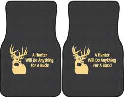 A Hunter Will Do Anything Whitetail Deer Silhouette Car Mats