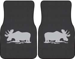 Feeding Moose Silhouette Car Mats