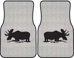 Feeding Moose Silhouette Car Mats