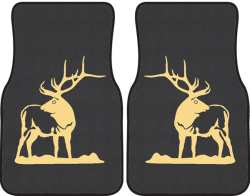 Looking Back Bull Elk Silhouette Car Mats
